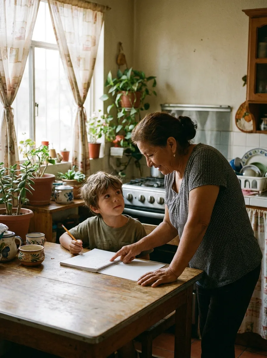 Madre apoyando a su hijo en casa — pensión alimenticia en la Ciudad de México