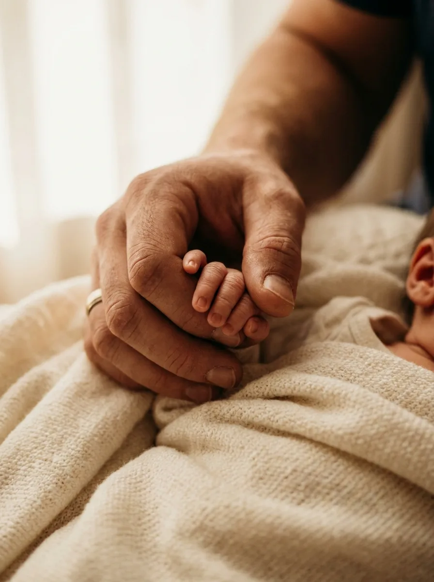 Padre sosteniendo la mano de su bebé — reconocimiento de paternidad en CDMX